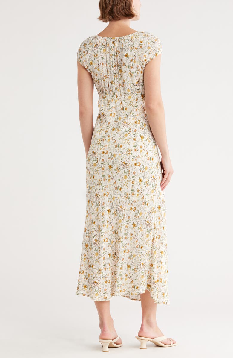 Blu Pepper Cap Sleeve Midi Dress, Alternate, color, Cream Multi