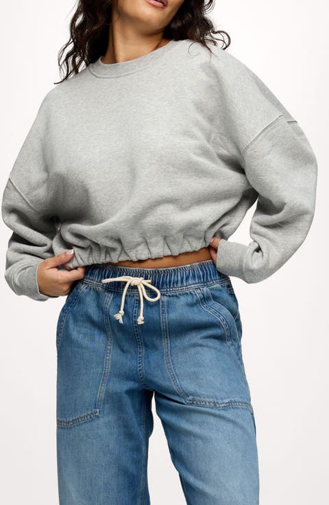 Cinch Waist Fleece Sweatshirt