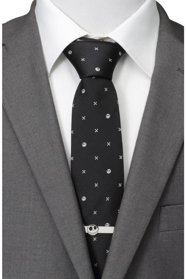 NIghtmare Before Christmas Jack Skellington Silk Tie, Alternate, color, BLACK