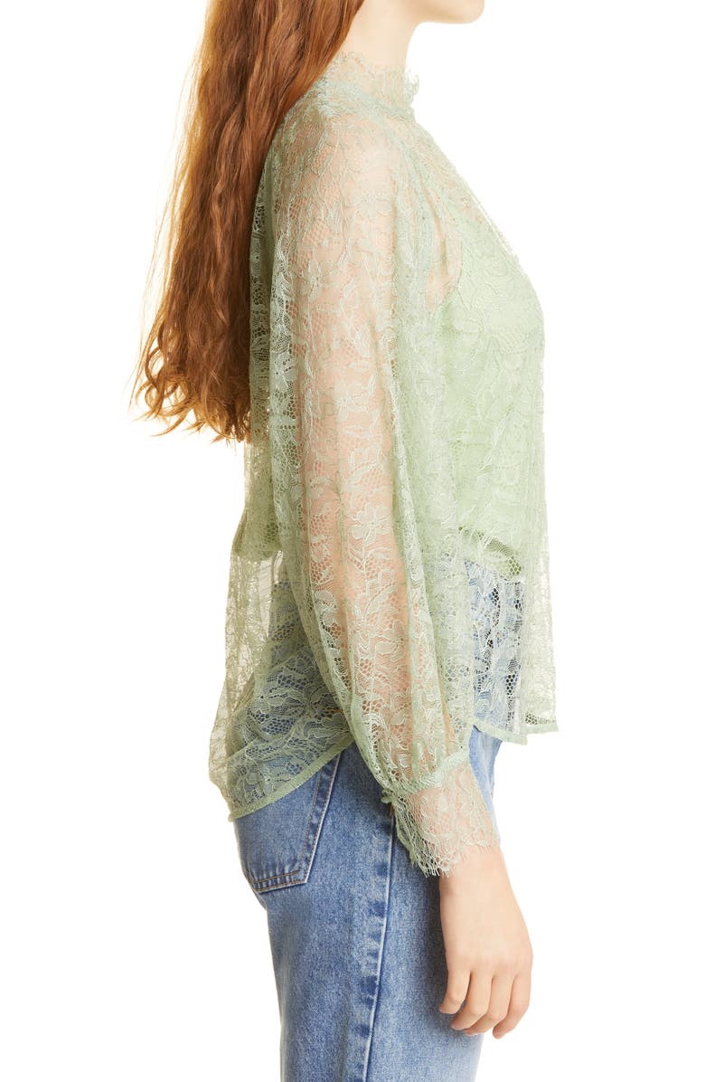 Rebecca Taylor Lace Blouse, Alternate, color, Pistachio