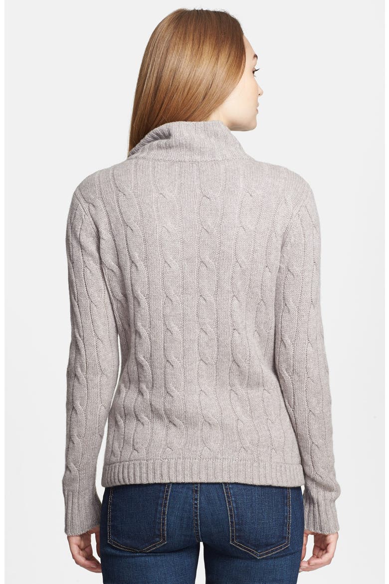 Cable Knit Cashmere Moto Jacket, Alternate, color, BRIMSTONE