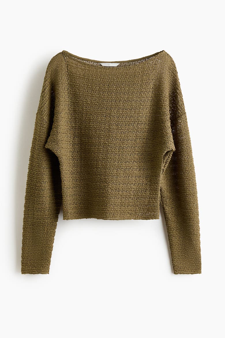 Textured-knit Top, Alternate, color, Dusty khaki green