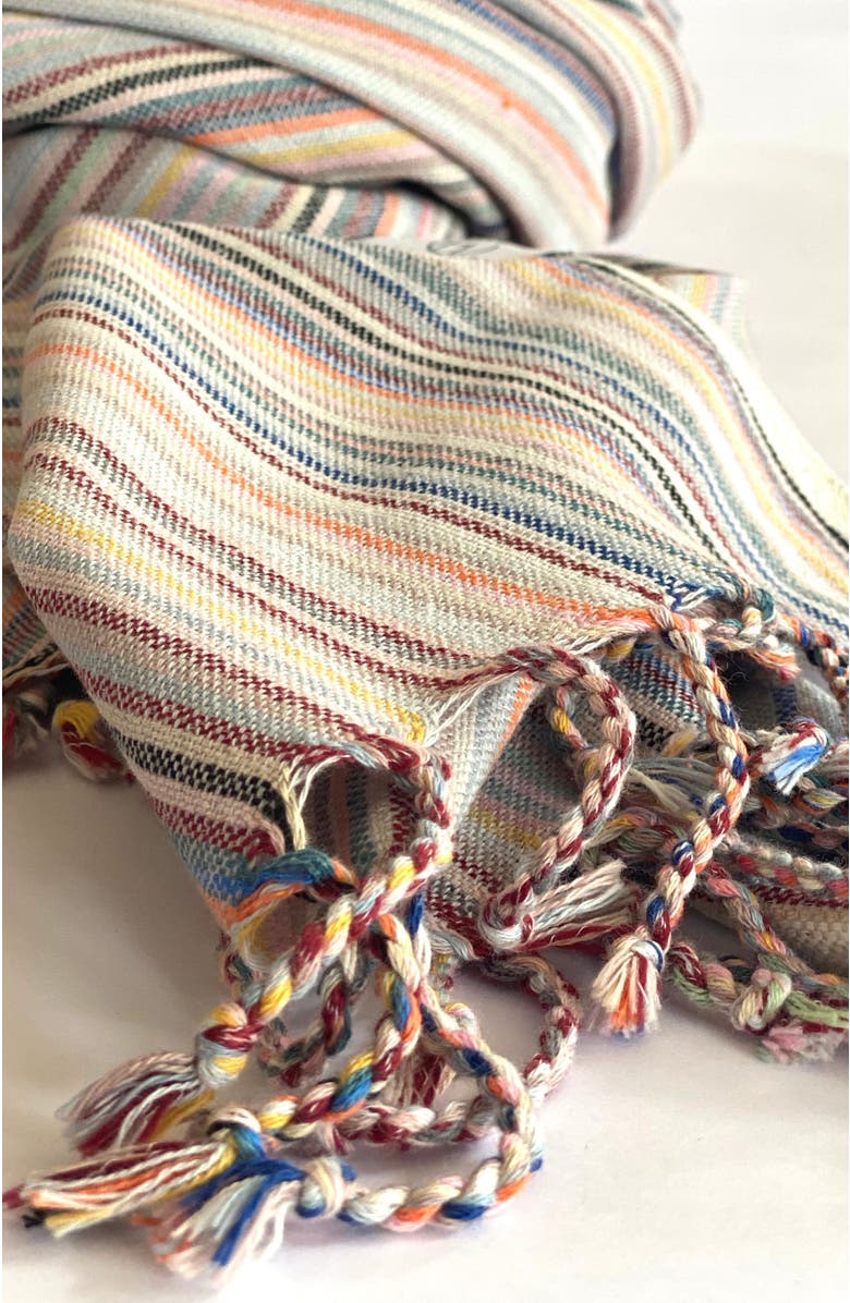 Eco Hilana Casablanca Sustainable Striped Turkish Towel / Blanket Beige, Alternate, color, Beige