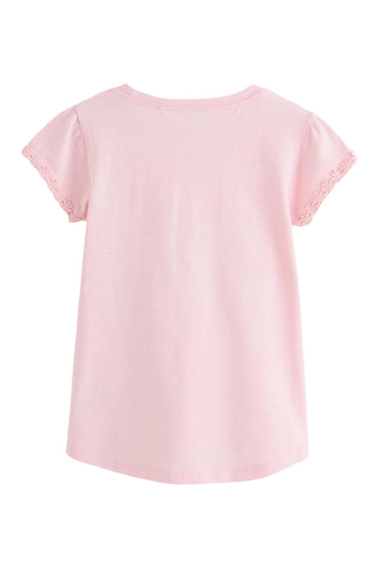 Kids' Daisy Embroidered Cotton Pocket T-Shirt, Alternate, color, PINK