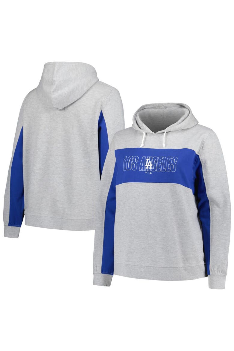 Women's Profile Heather Gray Los Angeles Dodgers Plus Size Pullover Jersey Hoodie, Main, color, Heather Gray
