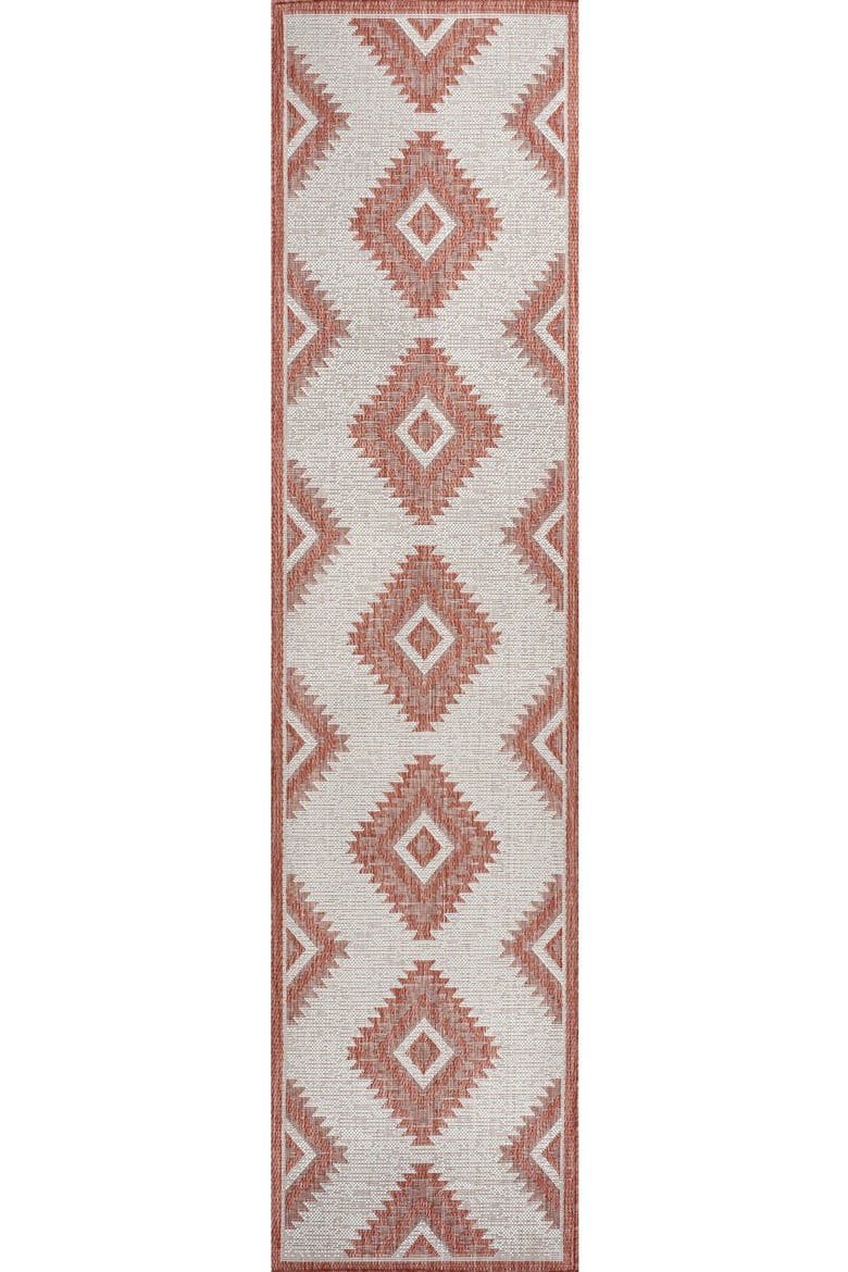 Lior Geometric Moroccan Diamond Indoor/Outdoor Area Rug, Alternate, color, Salmon/Cream
