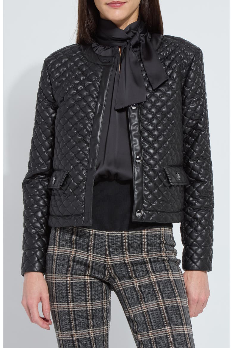 Aurelle Quilted Faux Leather Jacket, Main, color, BLACK