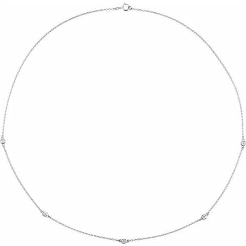 1/4 Ct Natural Diamond 5-station 18" Necklace In 14k Gold