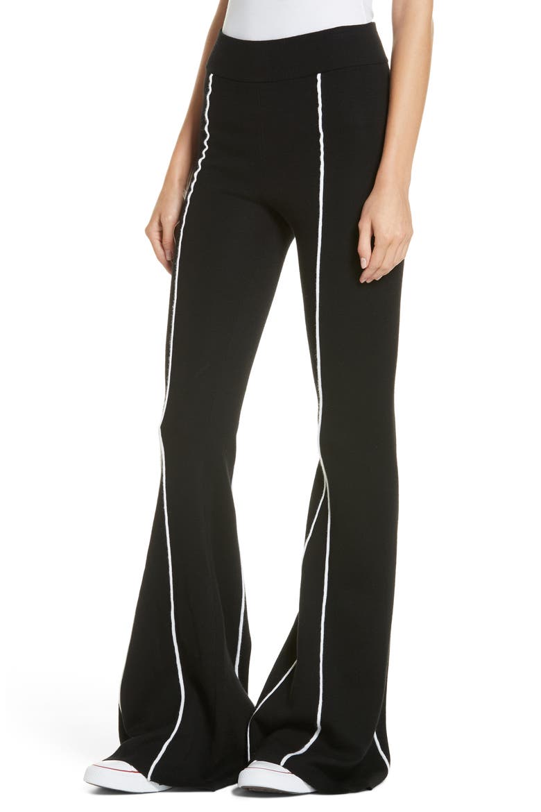 Knitted Flare Wool Pants, Alternate, color, BLACK