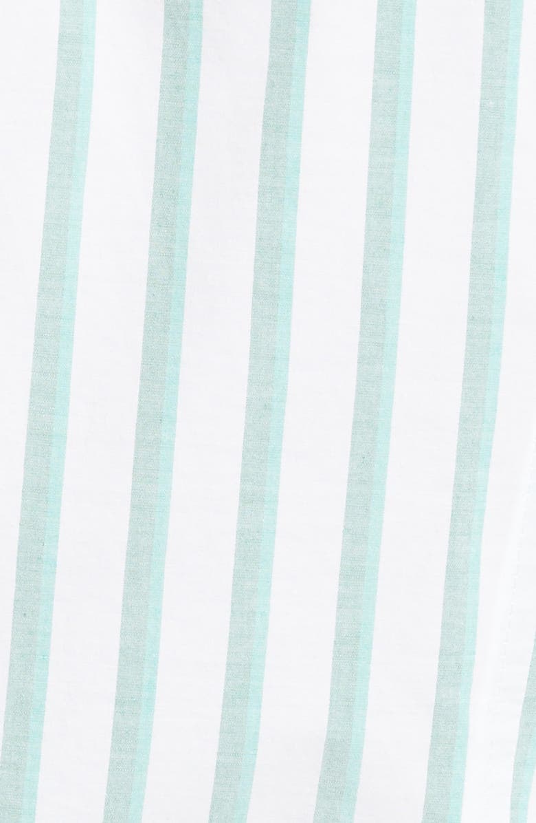 Ganni Stripe Ruffle Collar Cotton Poplin Blouse, Alternate, color, 