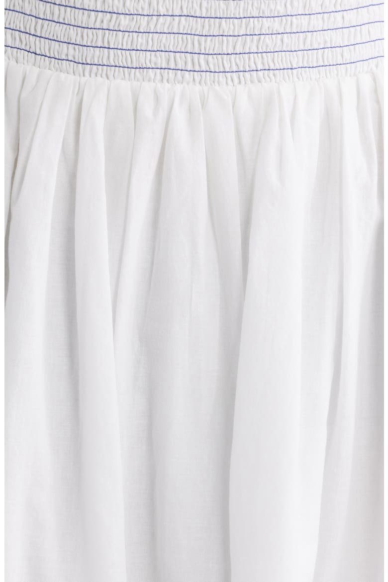 Placed Embroidery Halter Neck Cotton Midi Dress, Alternate, color, IVORY BLUE