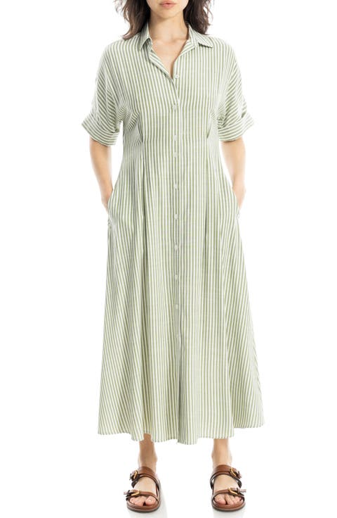 Stripe Short Sleeve Maxi Shirtdress