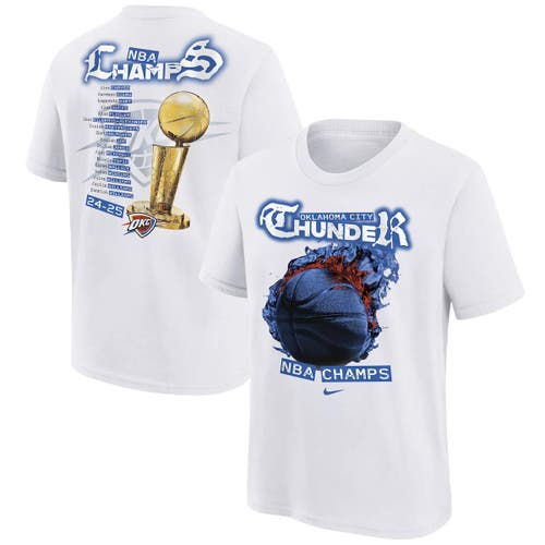 Nike Kids' Youth   White Oklahoma City Thunder 2025 Nba Finals Champions Parade Roster T-shirt