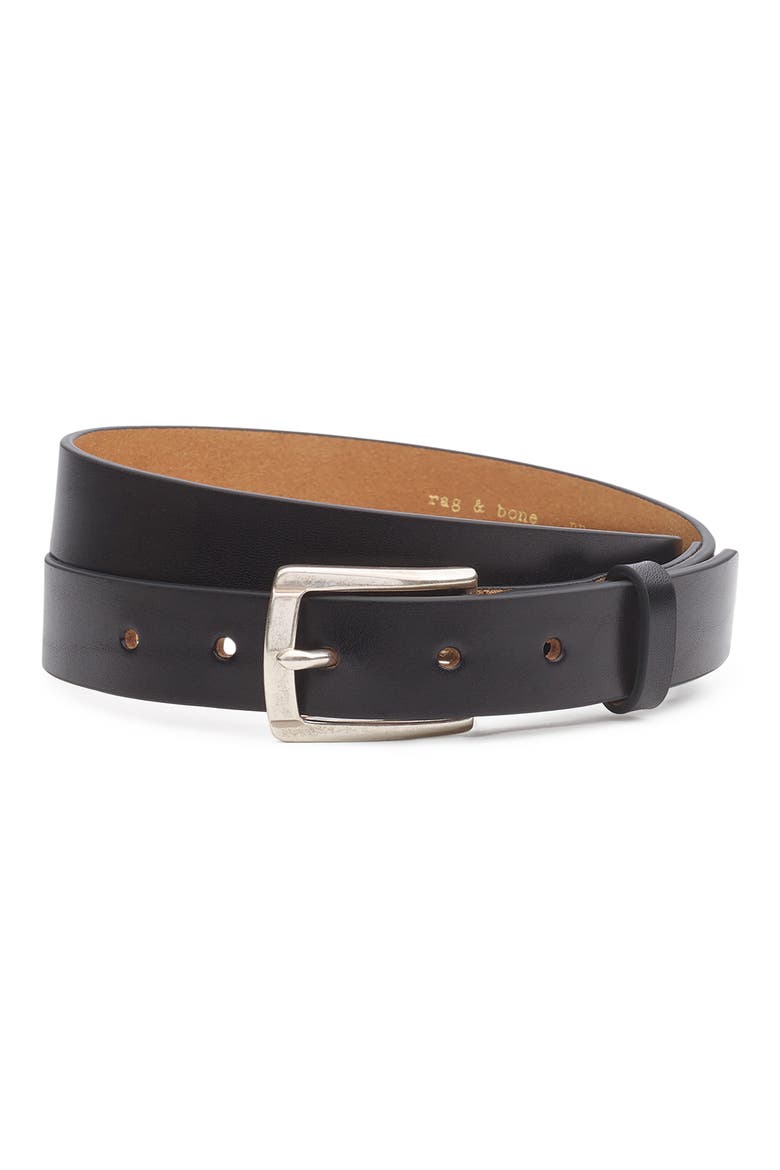 Logan Black Leather Belt, Main, color, BLACK