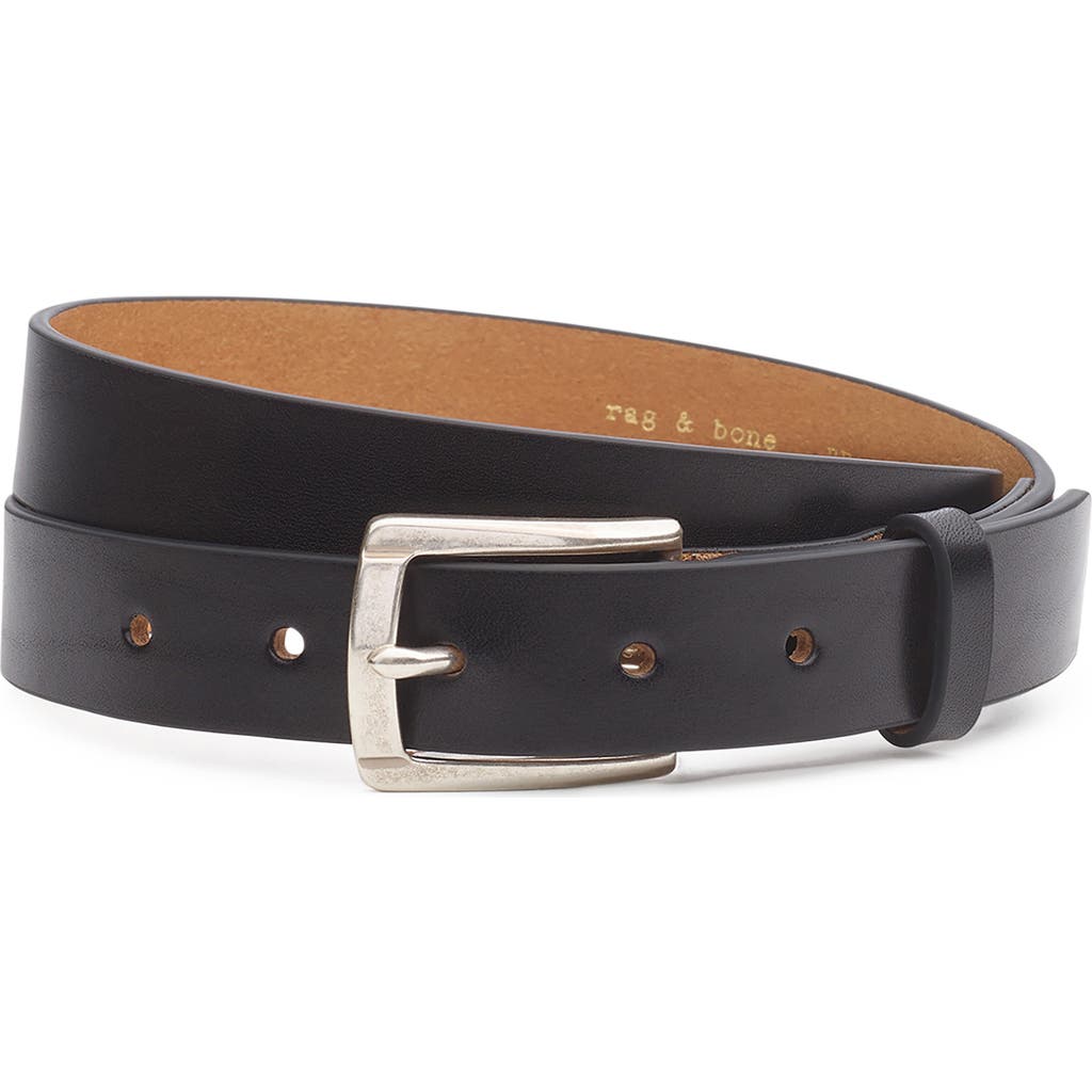 Rag & Bone Logan Black Leather Belt In Black