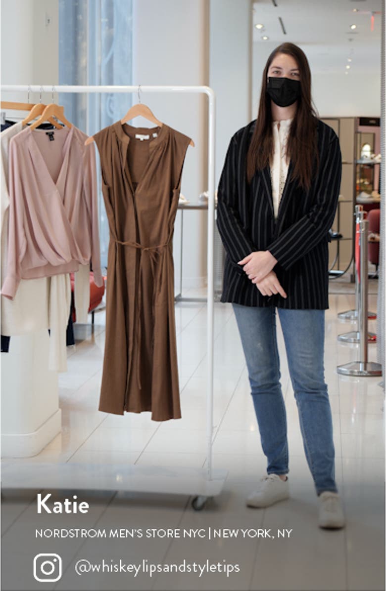 Shirred Linen Blend Dress, sales video thumbnail