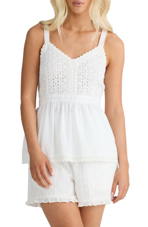 Tallulah Eyelet Peplum Cotton Tank