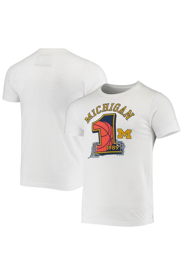 Men's Homefield Heathered White Michigan Wolverines Vintage 1989 Baskeball Champs T-Shirt, Main, color, White