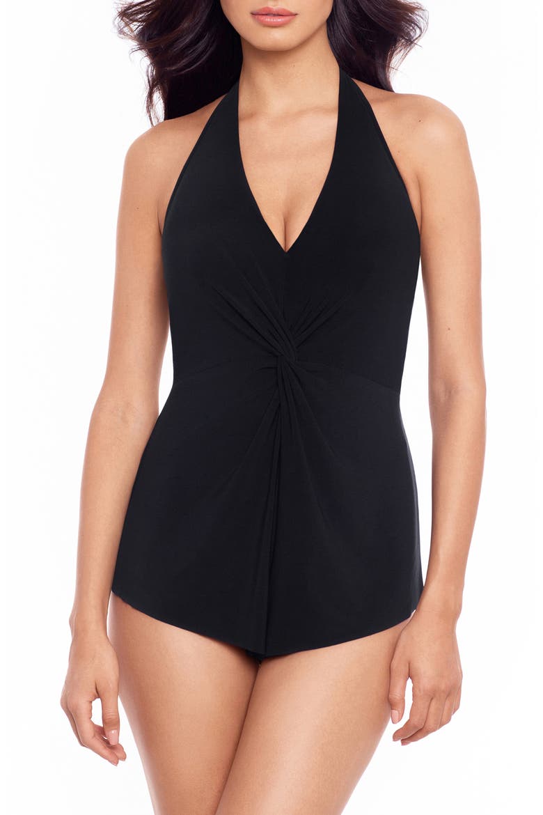 Theresa One-Piece Romper Swimsuit, Main, color, BLACK