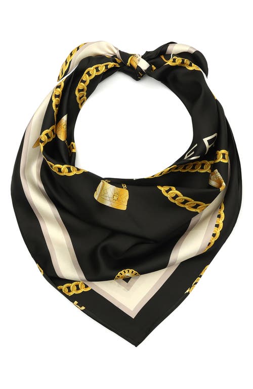 Kurt Geiger London Charm Chain Square Silk Scarf In Black