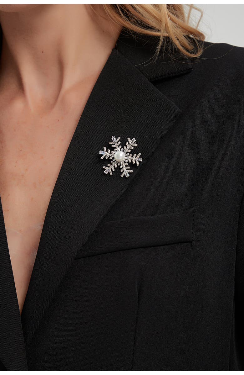 Classicharms Pavé and Freshwater Pearl Snowflake Multi Way Brooch Pendant, Alternate, color, Silver