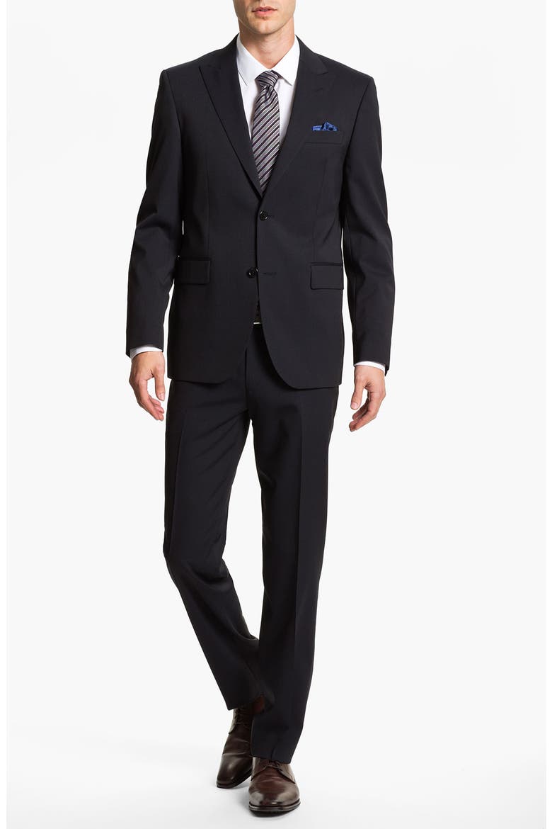 Trim Fit Wool Blend Suit, Alternate, color, NAVY