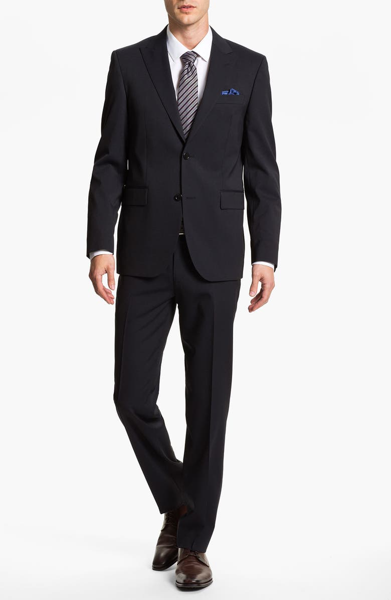 Sand Trim Fit Wool Blend Suit, Alternate, color, Navy