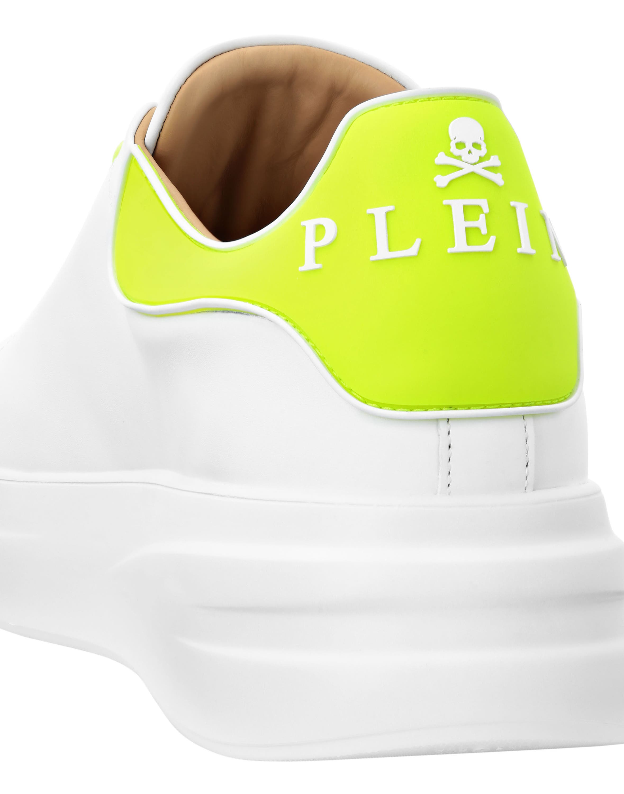 Nappa Leather Sneakers Low Top Unisex, Alternate, color, White/yellowfluo