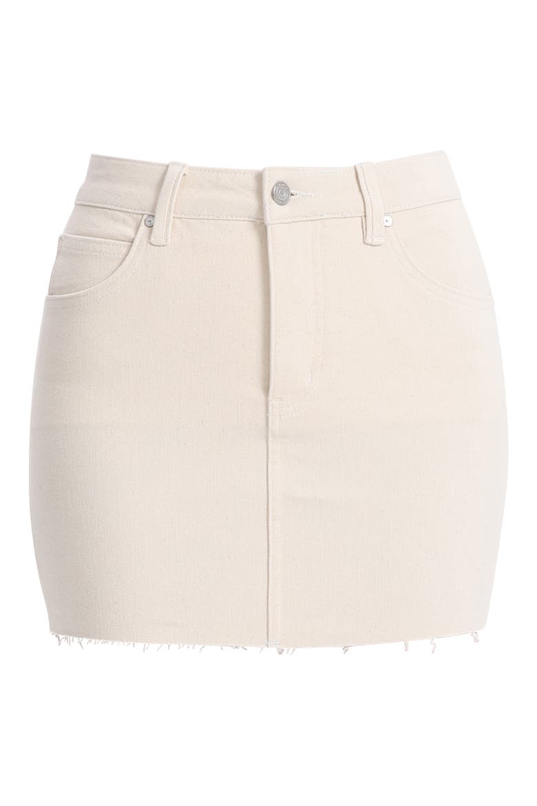 Elowen High Waist Raw Hem Denim Skirt, Alternate, color, OFF WHITE