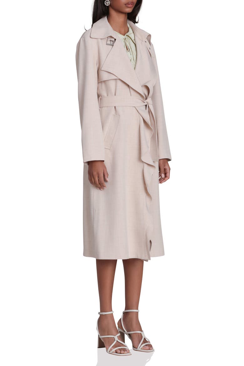 Cascade Drape Trench Coat, Alternate, color, FLAX