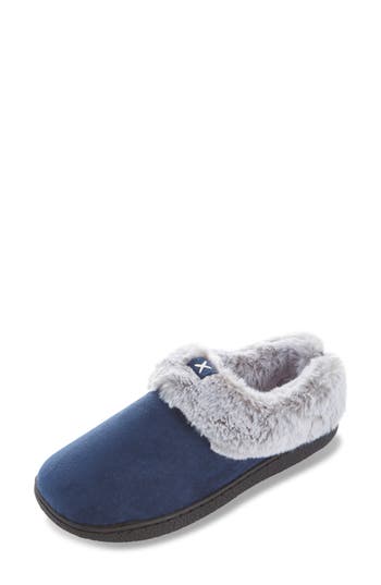 Floopi Slipper With Faux Fur Trim In Blue
