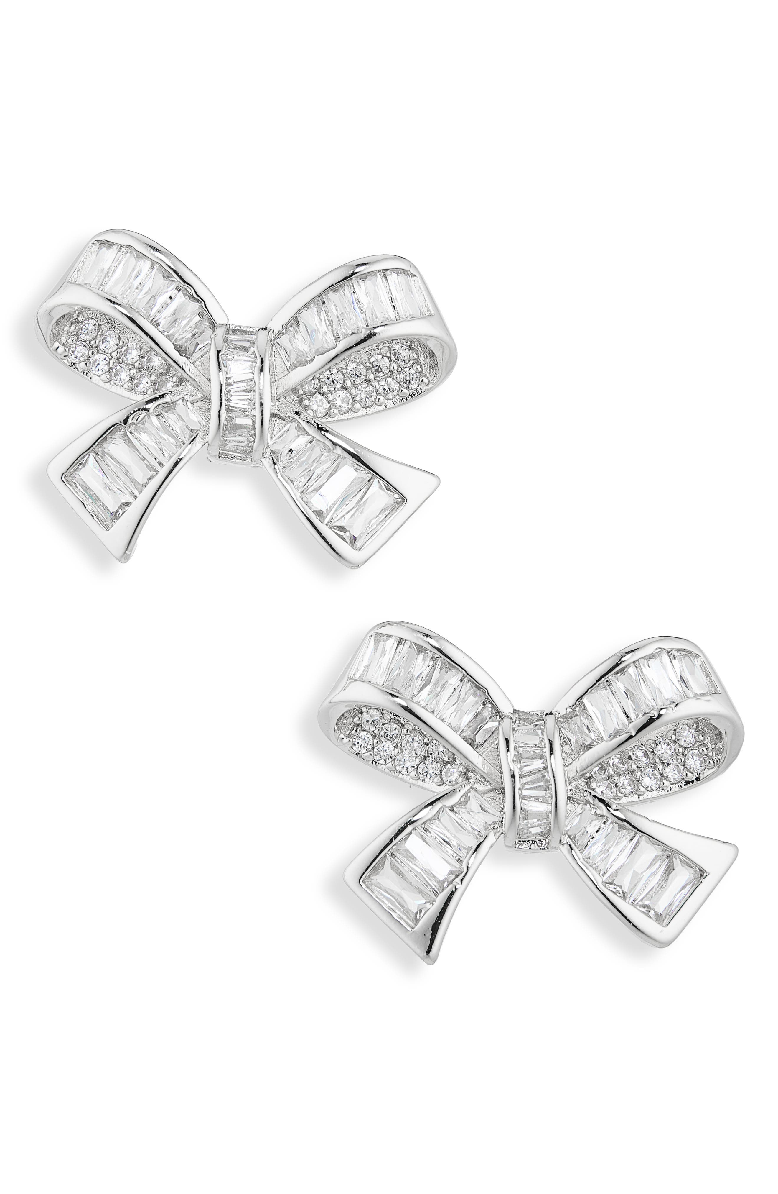 Crystal Bow Stud Earrings