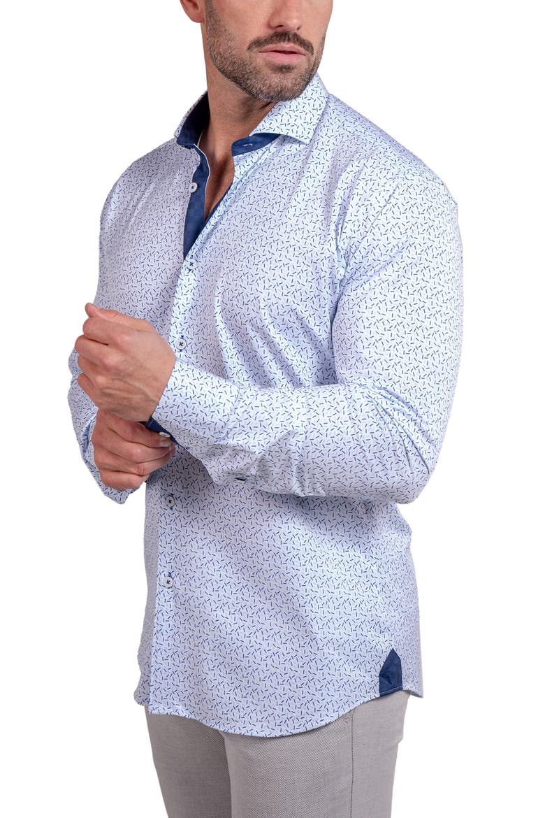 Einstein Stretch Ascension Contemporary Fit Button-Up Shirt, Alternate, color, WHITE