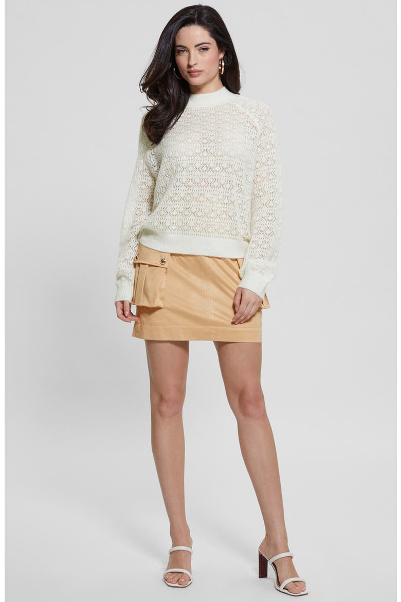 Kensley Open Stitch Mock Neck Sweater, Alternate, color, CREAM WHITE