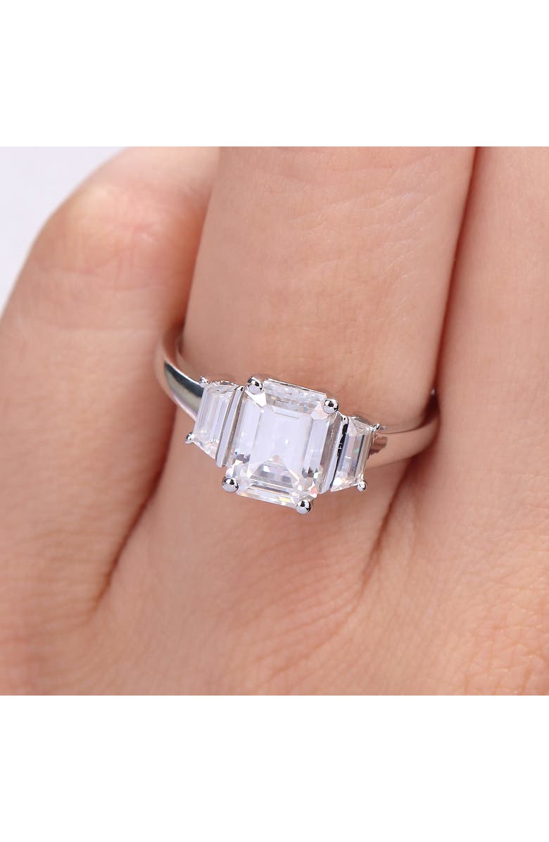 DELMAR Sterling Silver Created Moissanite Ring, Alternate, color, Silver