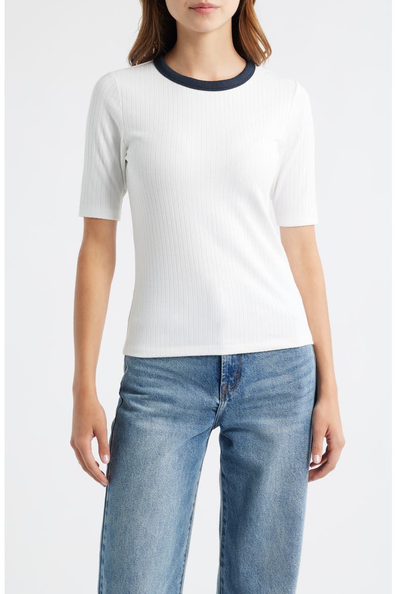 Slim Fit Ringer T-shirt, Main, color, WHITE