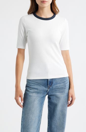 rag & bone Slim Fit Ringer T-shirt in White at Nordstrom Rack, Size Large