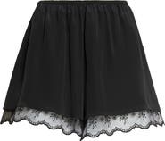 Simone Rocha Lace Trim Crêpe de Chine Negligee Shorts
