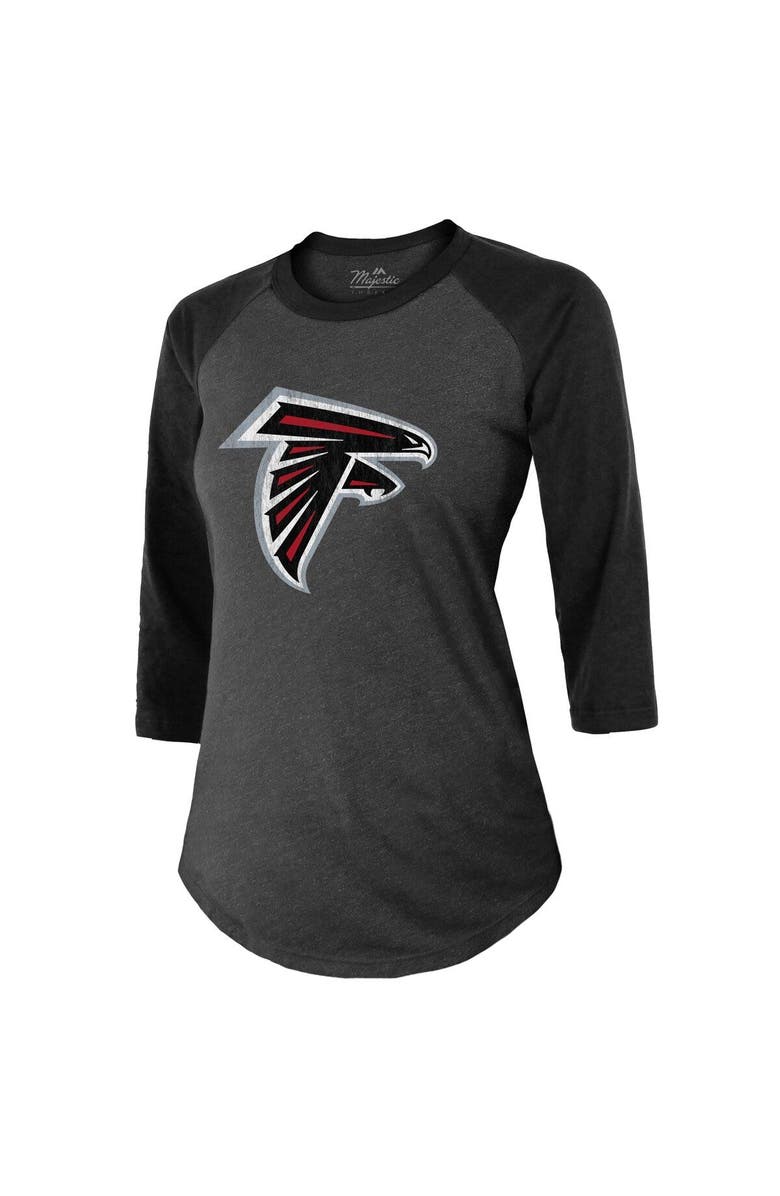Majestic Threads Women's Majestic Threads Bijan Robinson Black Atlanta Falcons Player Name & Number Tri-Blend 3/4-Sleeve Fitted T-Shirt, Alternate, color, 