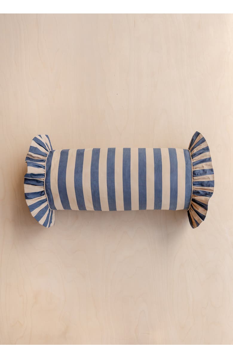 TBCo Cotton Ruffle Stripe Pillowcase, Alternate, color, Navy Stripe