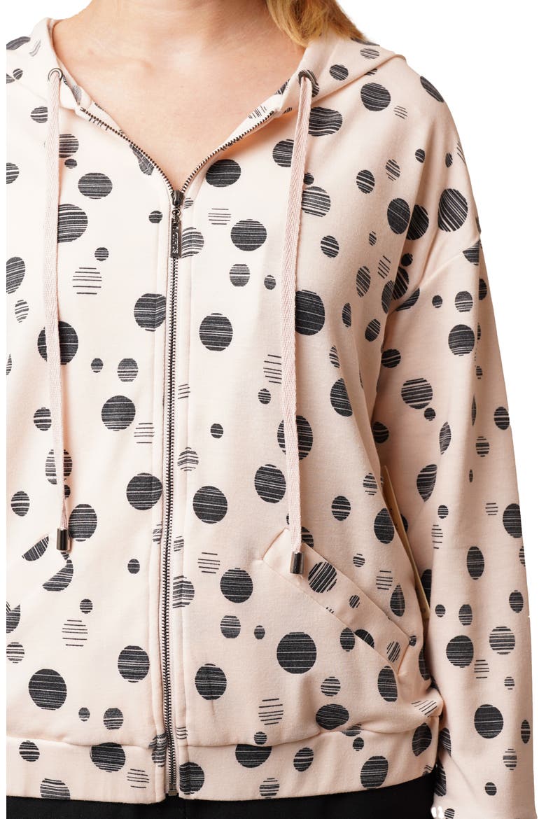 Dots Terry Zip Hoodie, Alternate, color, PASTEL PINK/ BLACK
