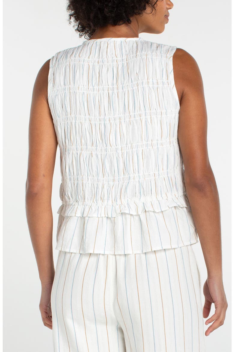 Stripe Smocked Tie Sleeveless Cotton Tank, Alternate, color, CREAM/BLUE MULTI STRIPE