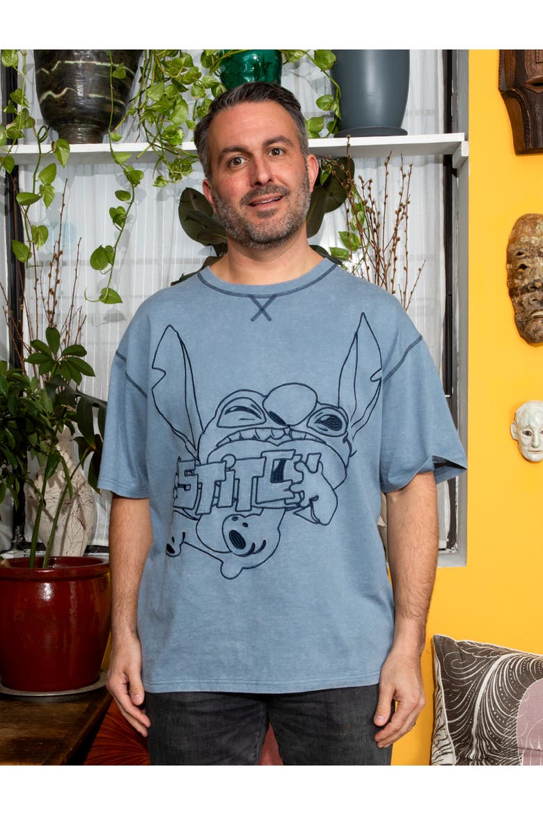 Lilo & Stitch Short Sleeve T-Shirt, Alternate, color, Denim Blue Stitch