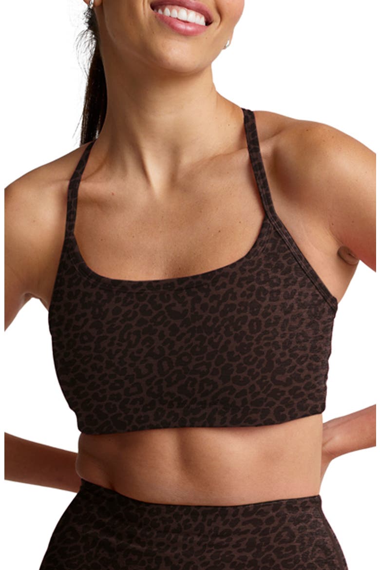 Softmark Slim Racerback Sports Bra, Main, color, ESPRESSO LEOPARD