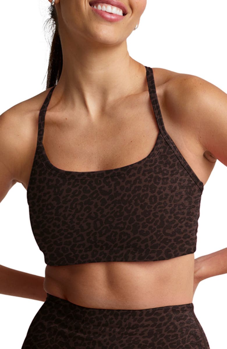 Beyond Yoga Softmark Slim Racerback Sports Bra, Main, color, Espresso Leopard
