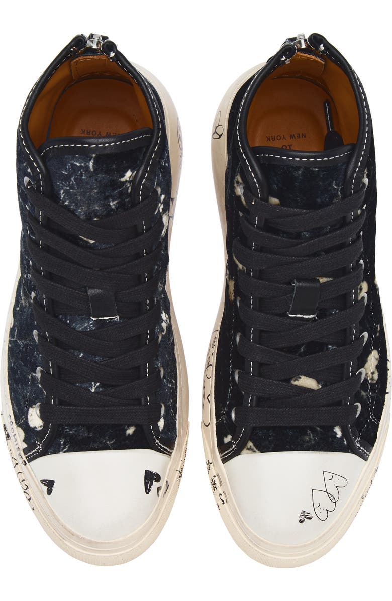 R13 Kurt Platform High Top Sneaker, Alternate, color, Hearts On Black Graffiti