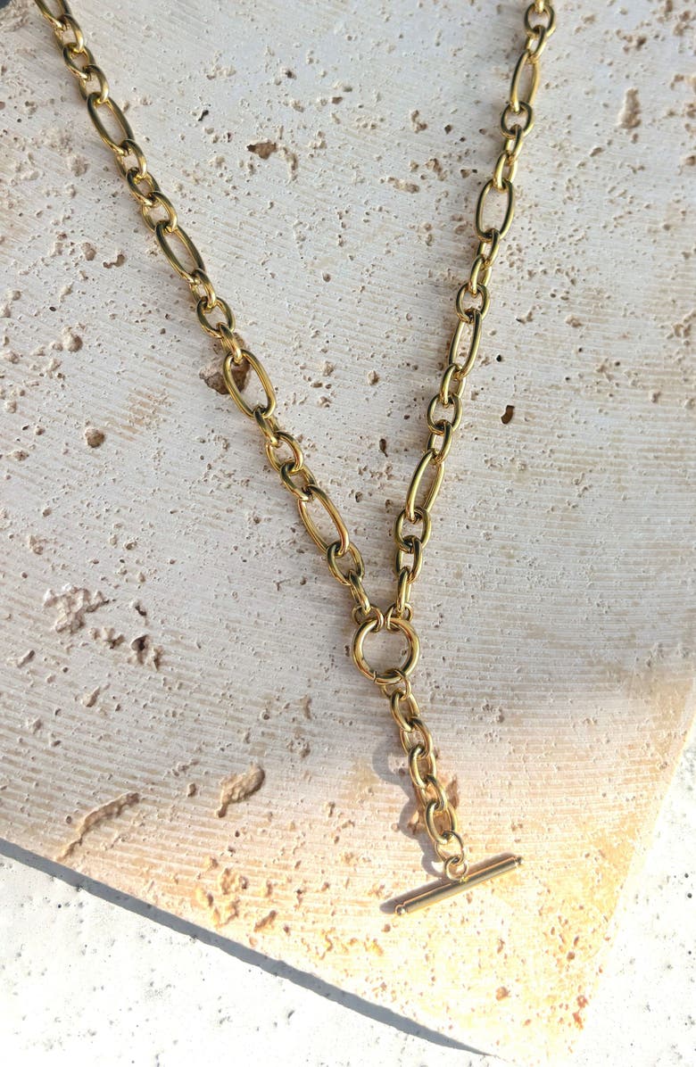 Adornia 18K Gold Plated Bar Pendant Y-Necklace, Alternate, color, Gold