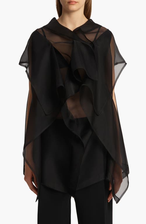 Khaite Santana Oversized Ruffle Silk Organza Top In Black