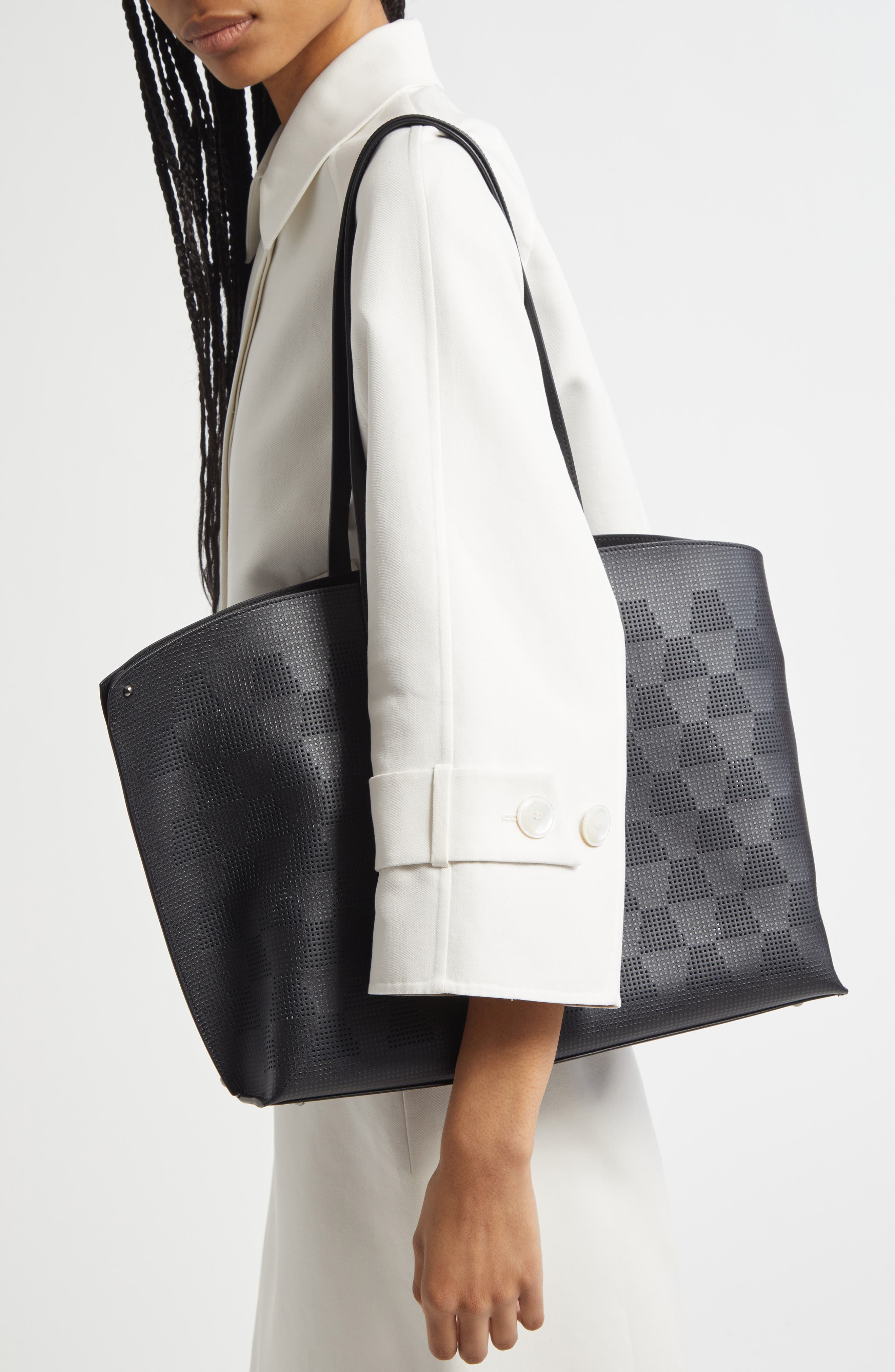 Akris Medium AI Perforated Leather Tote, Alternate, color, 