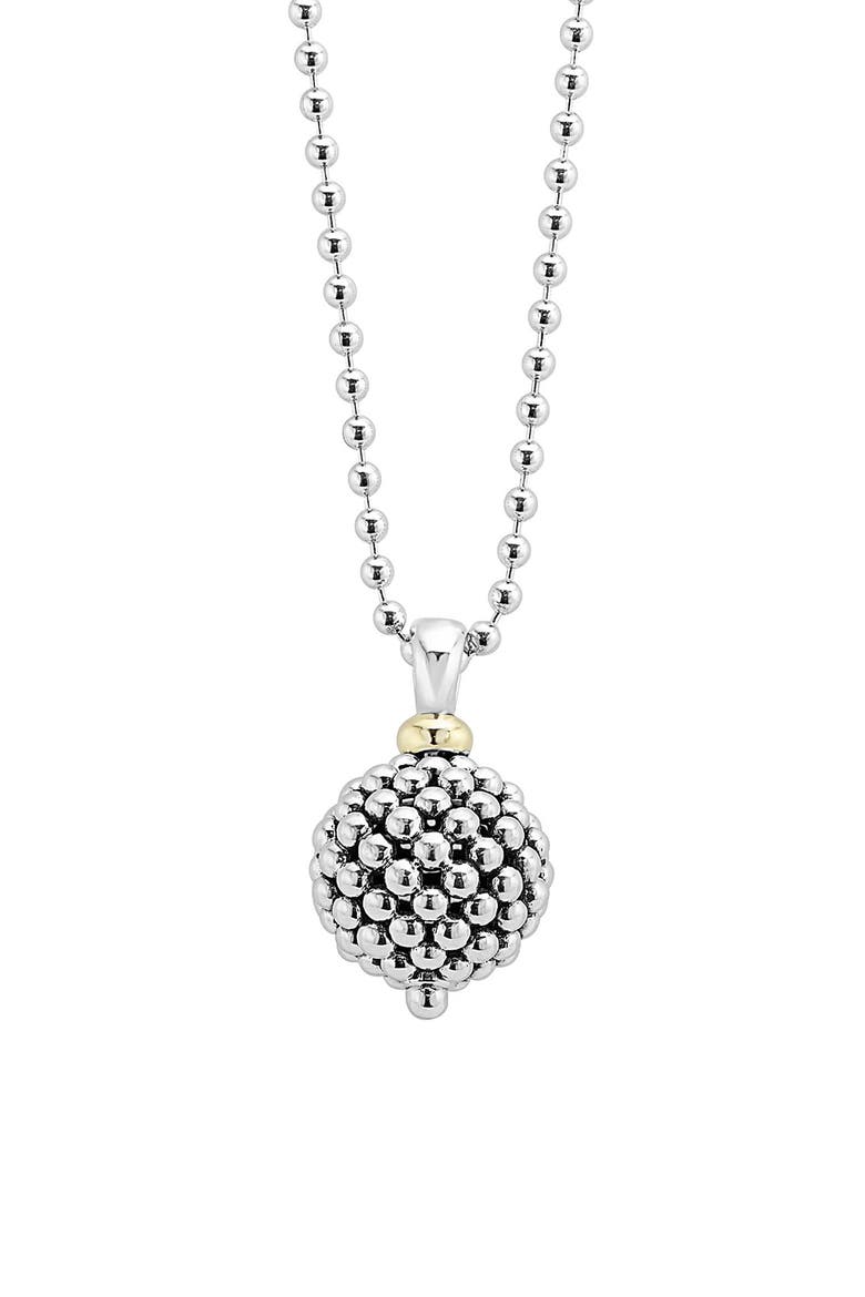 Sterling Silver Ball Long Pendant Necklace, Main, color, CAVIAR BALL